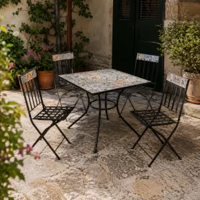 Tavolo Quadro con 4 Sedie Pieghevoli in Acciaio da Esterno | BricoShop24 2