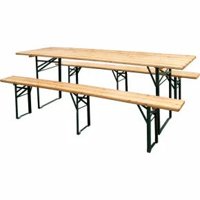 Set Birreria 220x70 in Legno con Tavolo 2 Panche Arredo Richiudibile Sagre Feste