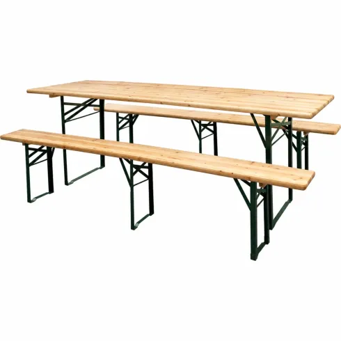 Set Birreria 220x70 in Legno con Tavolo 2 Panche Arredo Richiudibile Sagre Feste