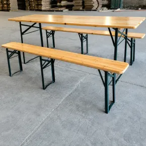 Set Birreria 220x70 in Legno con Tavolo 2 Panche Arredo Richiudibile Sagre Feste 2