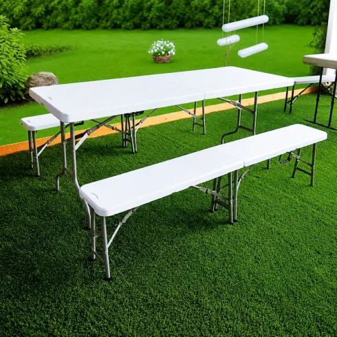 Set Birreria Richiudibile in Resina Tavolo 2 Panche Pieghevole | BricoShop24