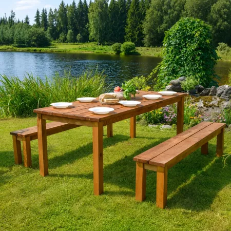 Set Tavolo e Panche da Pic Nic Tavolino in Legno per Giardino Campeggio Esterno