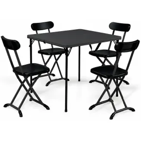 Set Pieghevole in Resina Tavolo e 4 Sedie da Esterno Picnic Campeggio Giardino