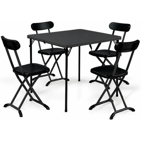 Set Pieghevole in Resina Tavolo e 4 Sedie da Esterno Picnic Campeggio Giardino