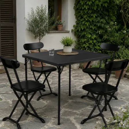 Set Pieghevole in Resina Tavolo e 4 Sedie da Esterno Picnic Campeggio Giardino