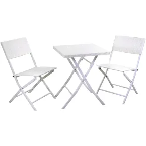 Set Tavolo e Sedie Pieghevoli da Balcone Acciaio e Polirattan Giardino Esterno