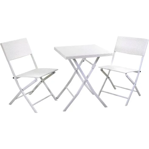 Set Tavolo e Sedie Pieghevoli da Balcone Acciaio e Polirattan Giardino Esterno