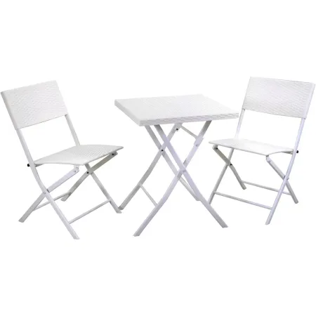 Set Tavolo e Sedie Pieghevoli da Balcone Acciaio e Polirattan Giardino Esterno
