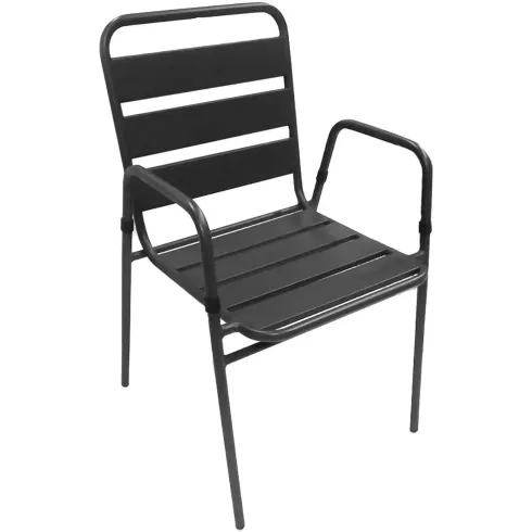 Set Pranzo Tavolo 4 Sedie con Braccioli Antracite Acciaio da Giardino Terrazzo | BricoShop24