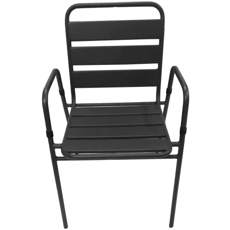 Set Pranzo Tavolo 4 Sedie con Braccioli Antracite Acciaio da Giardino Terrazzo | BricoShop24