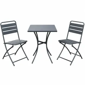 Set da Pranzo Tavolo con 2 Sedie Pieghevoli Acciaio da Giardino Esterno Balcone | BrcioShop24