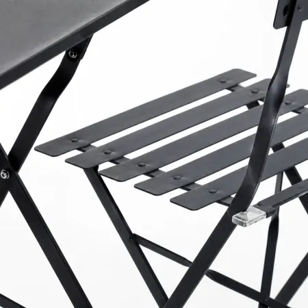 Tavolo e 2 Sedie Pieghevoli Nero in Ferro Tavolino da Balcone Esterno Giardino | BricoShop24
