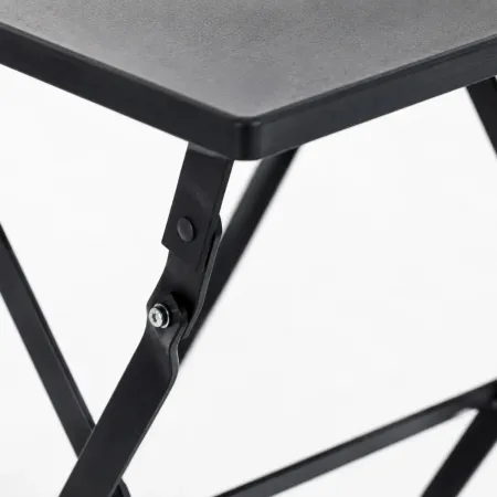 Tavolo e 2 Sedie Pieghevoli Nero in Ferro Tavolino da Balcone Esterno Giardino | BricoShop24