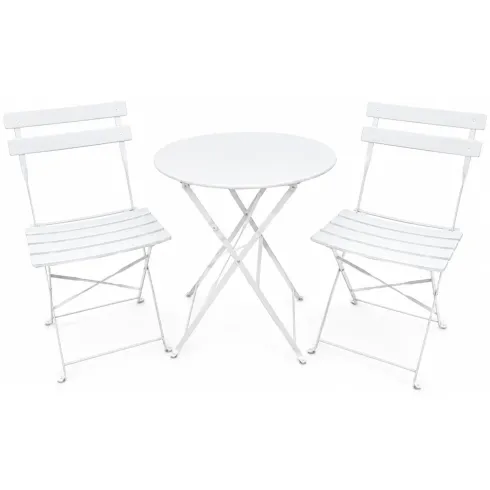Set Tavolo Rotondo e 2 Sedie Pieghevoli per Terrazzo Giardino Balcone Esterno | Bricoshop24