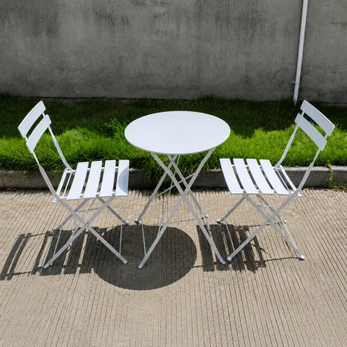 Set Tavolo Rotondo e 2 Sedie Pieghevoli per Terrazzo Giardino Balcone Esterno | Bricoshop24