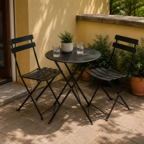 Set da Giardino Tavolo Rotondo e 2 Sedie da Esterno Pieghevoli Salvaspazio  | Bricoshop24