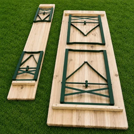 Set Birreria 220x80 in Legno Tavolo 2 Panche Gambe Richiudibili da Sagre Feste | BricoShop24