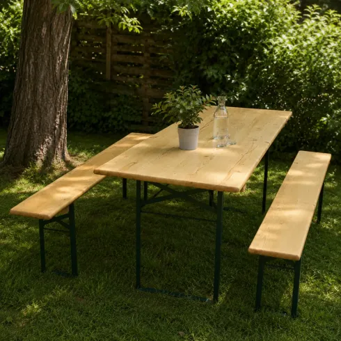 Set Birreria 220x80 in Legno Tavolo 2 Panche Gambe Richiudibili da Sagre Feste | BricoShop24