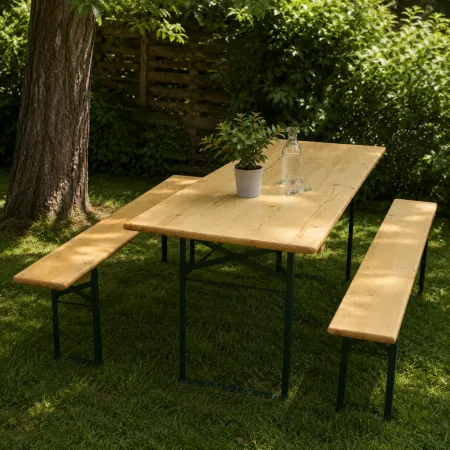 Set Birreria 220x80 in Legno Tavolo 2 Panche Gambe Richiudibili da Sagre Feste | BricoShop24