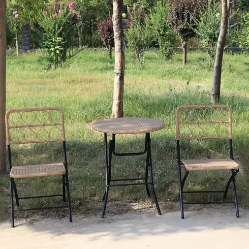 Set Pranzo Tavolo 2 Sedie Pieghevoli Acciaio da Giardino Balcone | BrcioShop24
