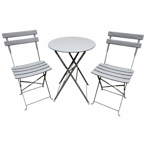 Tavolo Rotondo e 2 Sedie in Acciaio Set da Giardino Terrazzo Balcone Pieghevole  | Bricoshop24