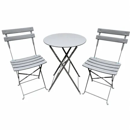 Tavolo Rotondo e 2 Sedie in Acciaio Set da Giardino Terrazzo Balcone Pieghevole  | Bricoshop24