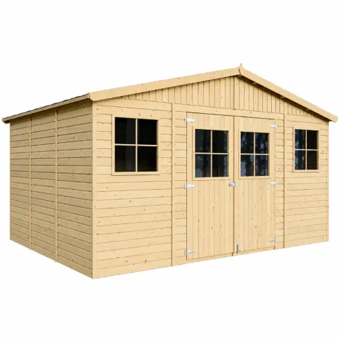 Casetta in Legno Giardino 4x3 Pannelli 17 mm Porte Doppie Finestre