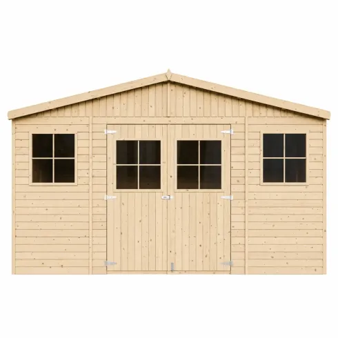 Casetta in Legno Giardino 4x3 Pannelli 17 mm Porte Doppie Finestre