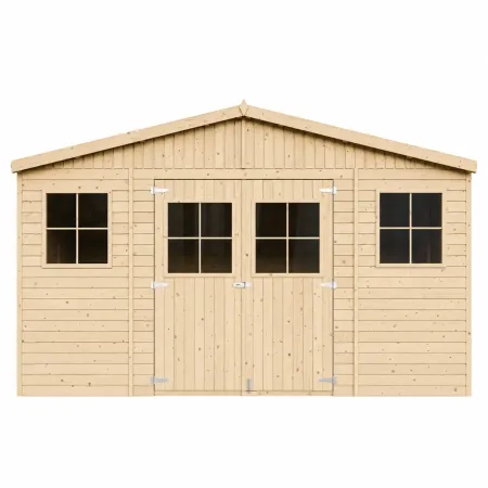 Casetta in Legno Giardino 4x3 17 mm Pavimento Porte Doppie Finestre