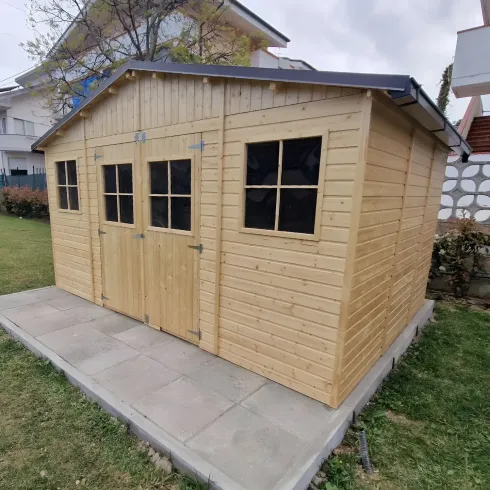 Casetta in Legno Giardino 4x3 17 mm Pavimento Porte Doppie Finestre
