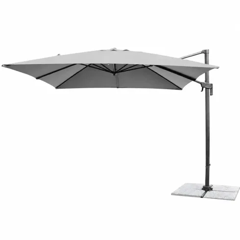Ombrellone per Giardino 3x3 Palo Laterale Acciaio Nero Telo Grigio