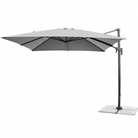 Ombrellone per Giardino 3x3 Palo Laterale Acciaio Nero Telo Grigio