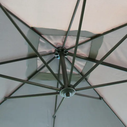 Ombrellone per Giardino 3x3 Palo Laterale Acciaio Nero Telo Grigio
