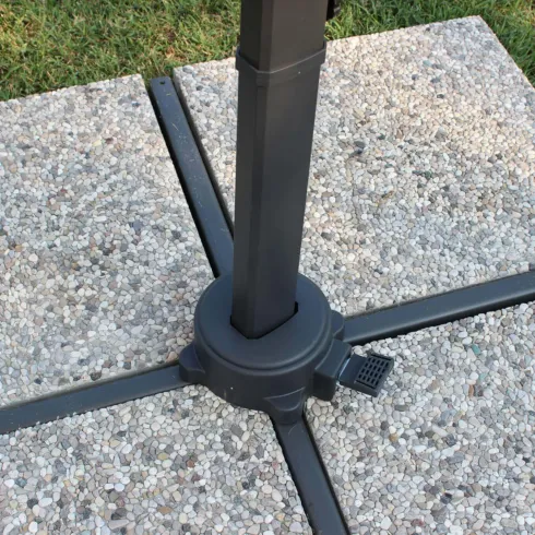 Ombrellone per Giardino 3x3 Palo Laterale Acciaio Nero Telo Grigio