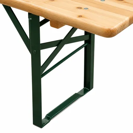 Set Birreria 220x80 in Legno Richiudibile con Tavolo 2 Panche a 3 Gambe