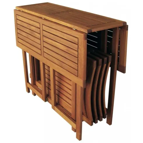 Set Tavolo 4 Sedie Pranzo Pieghevole Legno da Giardino Pic Nic Terrazzo