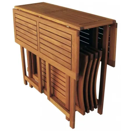 Set Tavolo 4 Sedie Pranzo Pieghevole Legno da Giardino Pic Nic Terrazzo