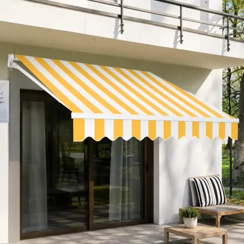 Tenda da Sole Bracci Retrattili 295x200 cm Motore Telecomando Righe Giallo