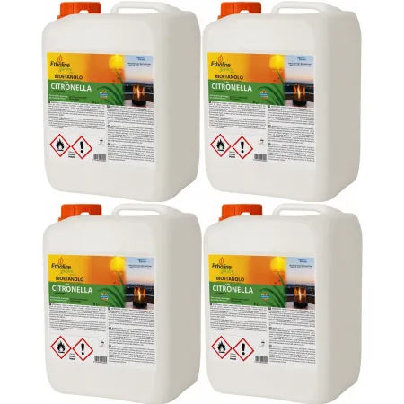 4 Taniche 5L Bioetanolo con Citronella per Biocamini da Esterno