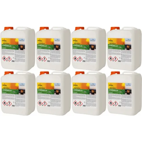 8 Taniche 5L Bioetanolo con Citronella per Biocamini da Esterno