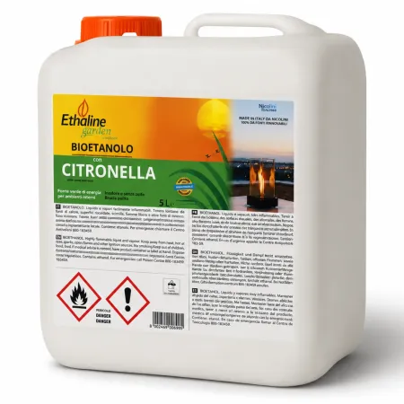 12 Taniche 5L Bioetanolo con Citronella per Biocamini da Esterno