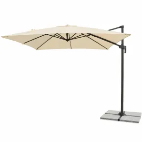 Ombrellone per Giardino 3x3 Palo Laterale Ecrù Nero Base a Crociera