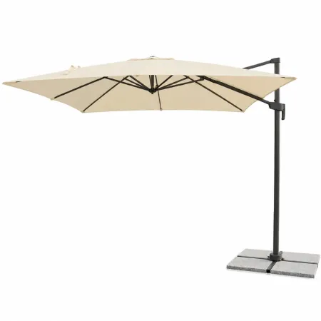 Ombrellone per Giardino 3x3 Palo Laterale Ecrù Nero Base a Crociera