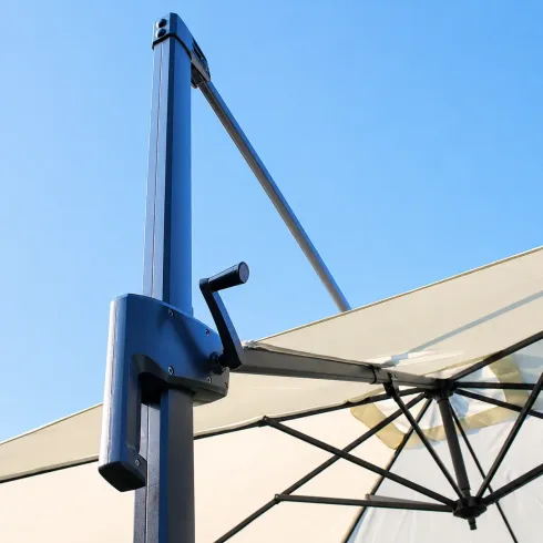 Ombrellone per Giardino 3x3 Palo Laterale Ecrù Nero Base a Crociera