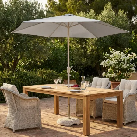 Ombrellone per Giardino 3x3 Rotondo Eco Palo Centrale Bianco Acciaio