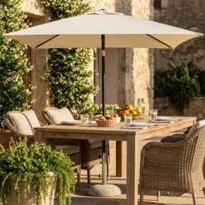 Ombrellone per Giardino 2x2 Quadrato Palo Centrale Ecrù Alluminio 2