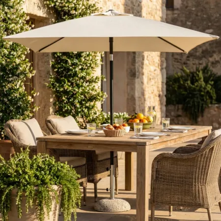 Ombrellone per Giardino 2x2 Quadrato Palo Centrale Ecrù Alluminio