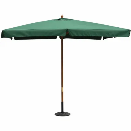 Ombrellone per Giardino 3x4 Rettangolare Palo Centrale Verde Legno