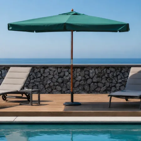 Ombrellone per Giardino 3x4 Rettangolare Palo Centrale Verde Legno