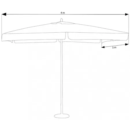 Ombrellone per Giardino 3x4 Rettangolare Palo Centrale Verde Legno